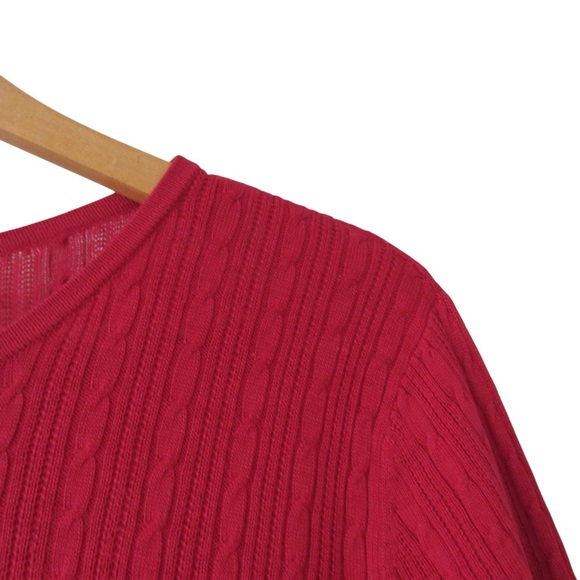 Joseph A Red Cable Knit Silk Sweater Medium - Picture 4 of 7